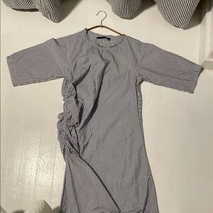 Sofie D’Hoore - Striped Navy and White Dress, gathered at side